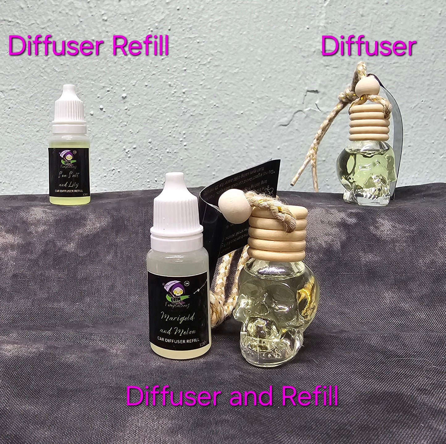Skull Car Diffuser Air Freshener Accessory | 20 Scents to Choose From | Air Freshener Refill | Car Freshie | Essential Oil Diffuser